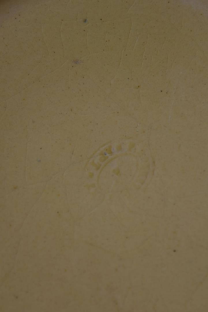 訳有3枚組　19世紀アプト窯　黄釉花リム　デセール皿　アンティーク　金継