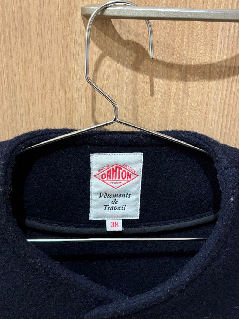 DANTON ウールモッサノーカラー 38 ネイビー