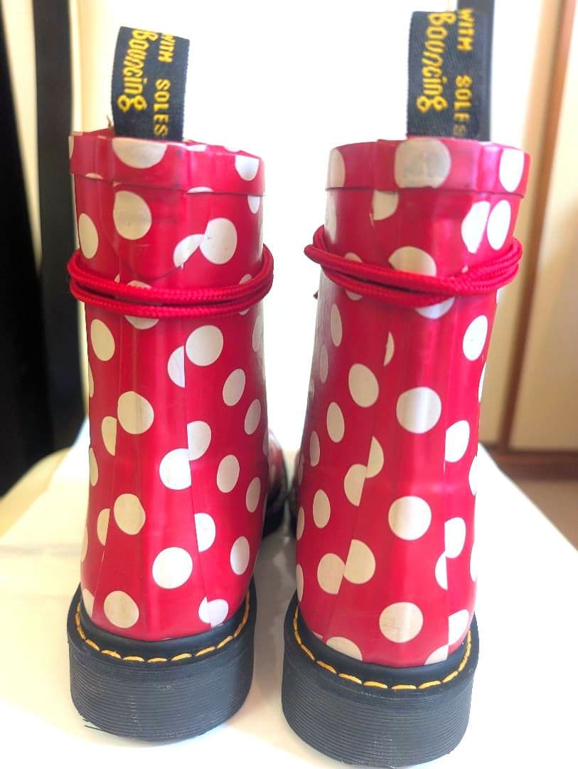 ドクターマチーン　 赤白ドット 8ホールレインブーツ UK5