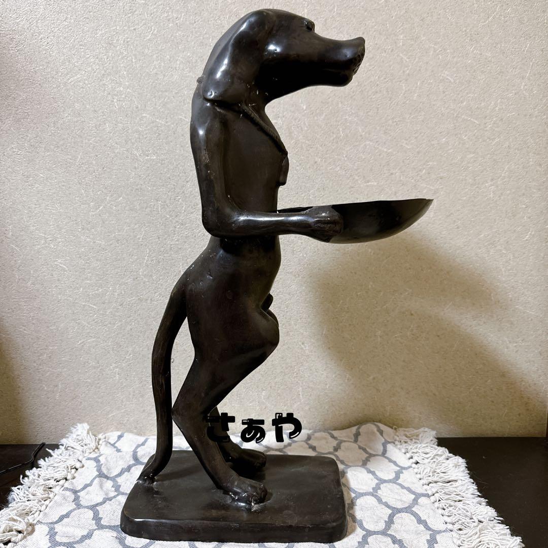 銅置物⑅犬(丸皿)⑅インドネシア