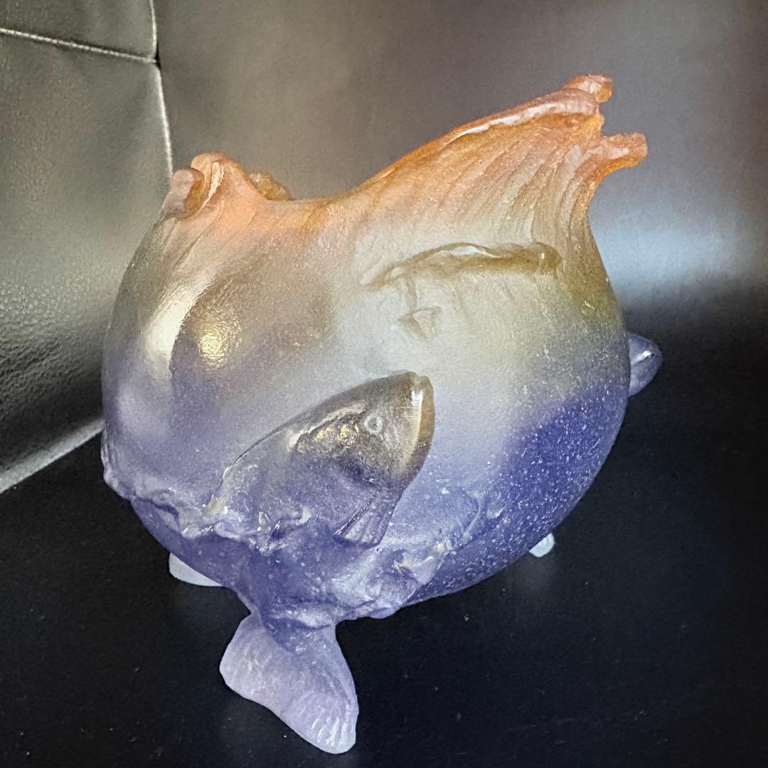 魚　ドーム　フランス　ガラス　クリスタル　ナンシー　水晶　フラワーベース　花瓶