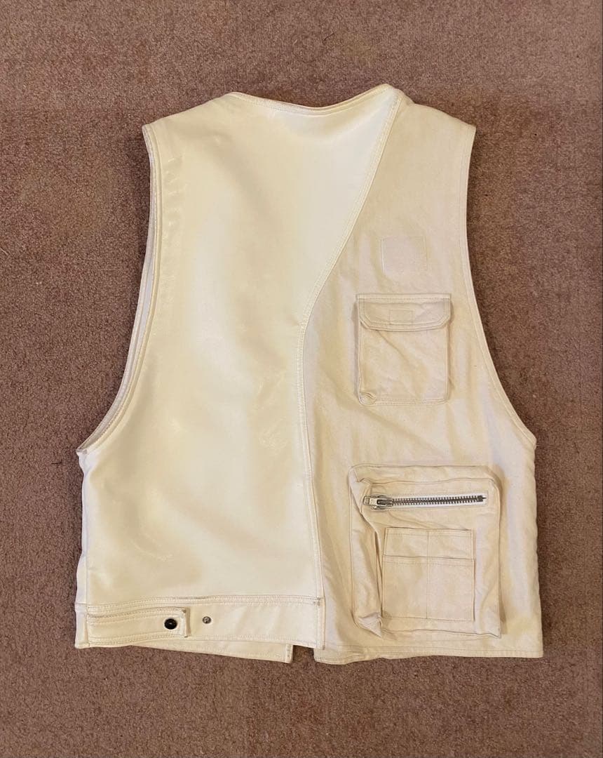 gosha rubchinskiy S 切り替え素材 コンボベスト レザー