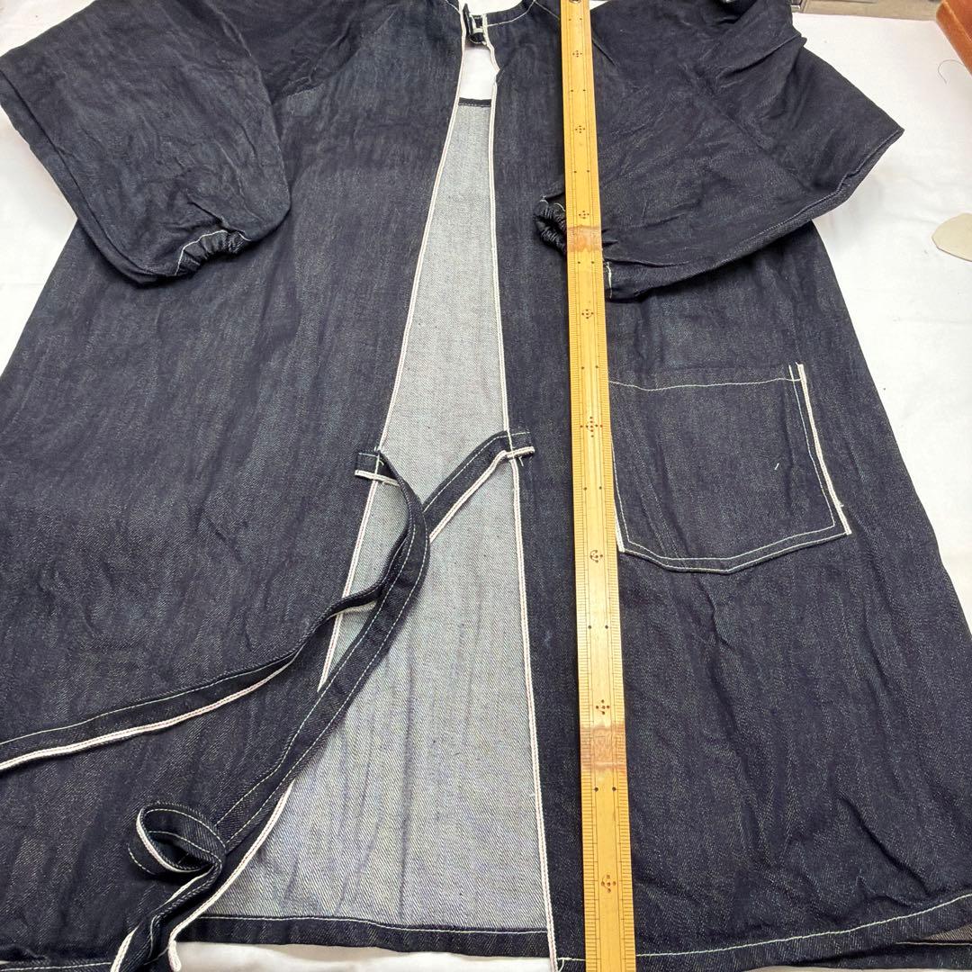 デニム割烹着 ダークブルー 長袖