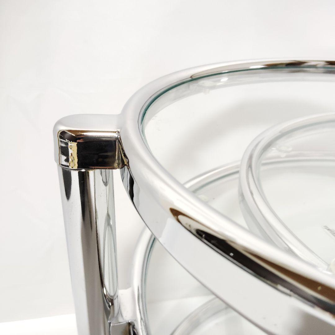 ミッドセンチュリー ガラステーブル サイドテーブル 3段