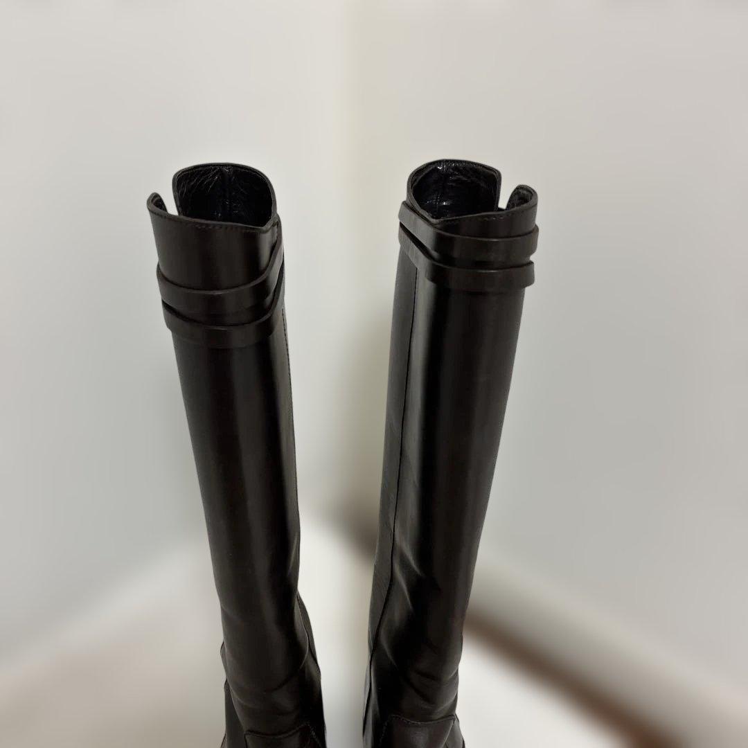 美品　 ジミーチュウ　ライディングブーツ　茶色　レザー　本革　23.5