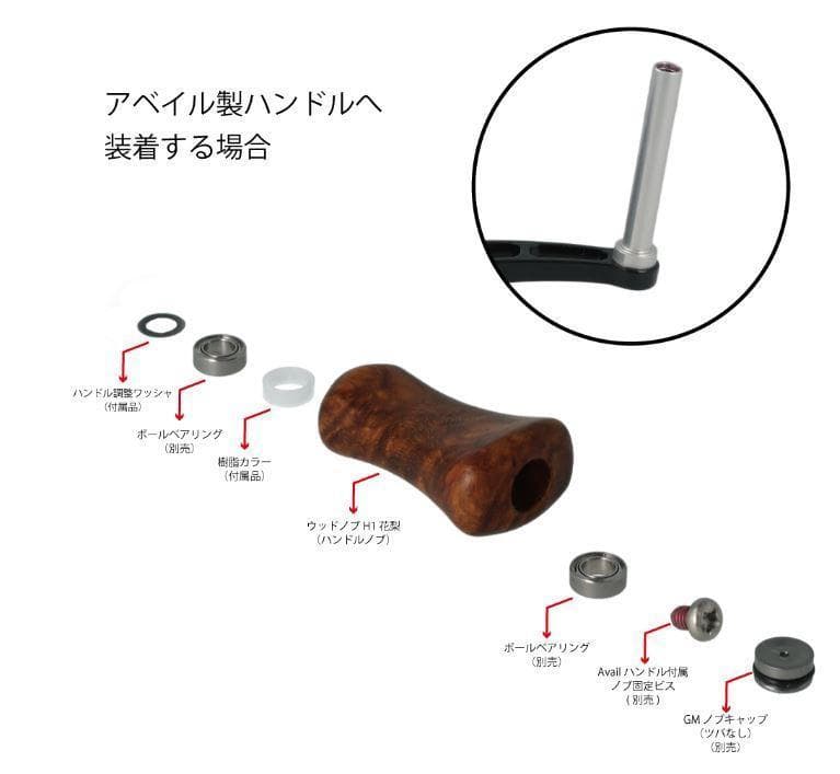 avail ウッド平ノブ レギュラー 花梨 E-9　1個　シマノダイワ