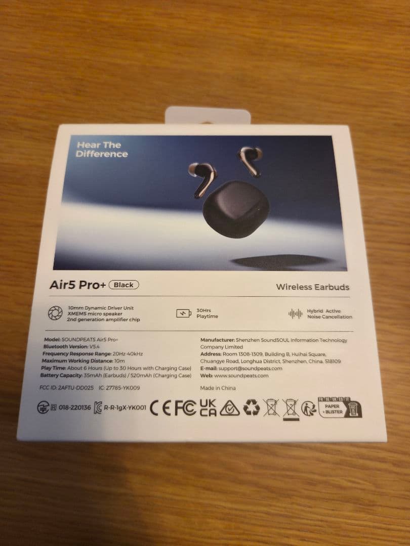 サウンドピーツ Air5 Pro+ ブラック ワイヤレスイヤフォン 数回使用