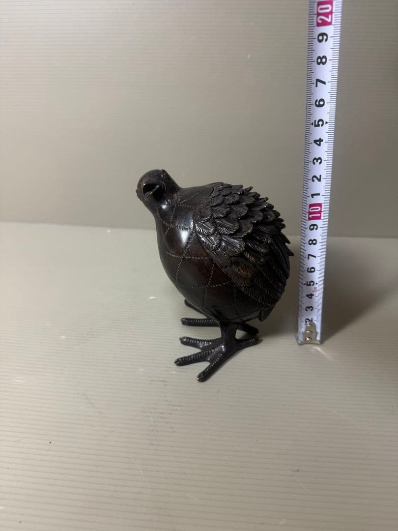 2138  中国古玩・古銅・乾隆年製銘・鶉・香炉・置物　時代物