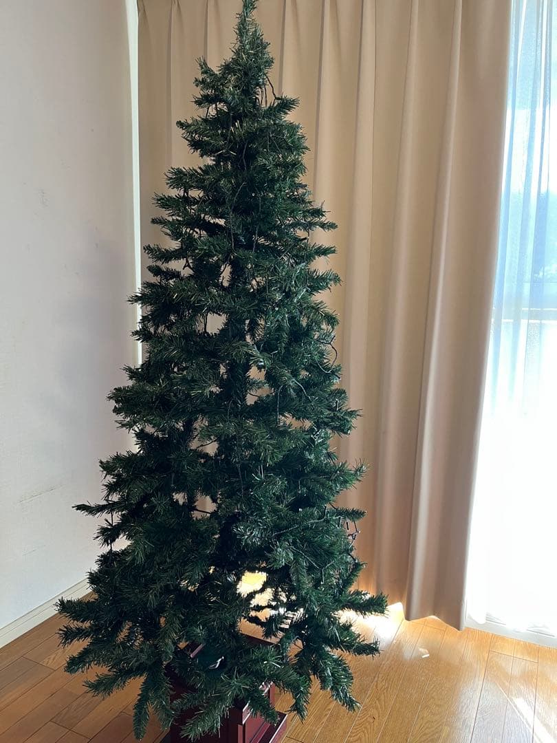 【いーゆーページ】ツリー180センチ　土台木製ポット　LEDライト付き