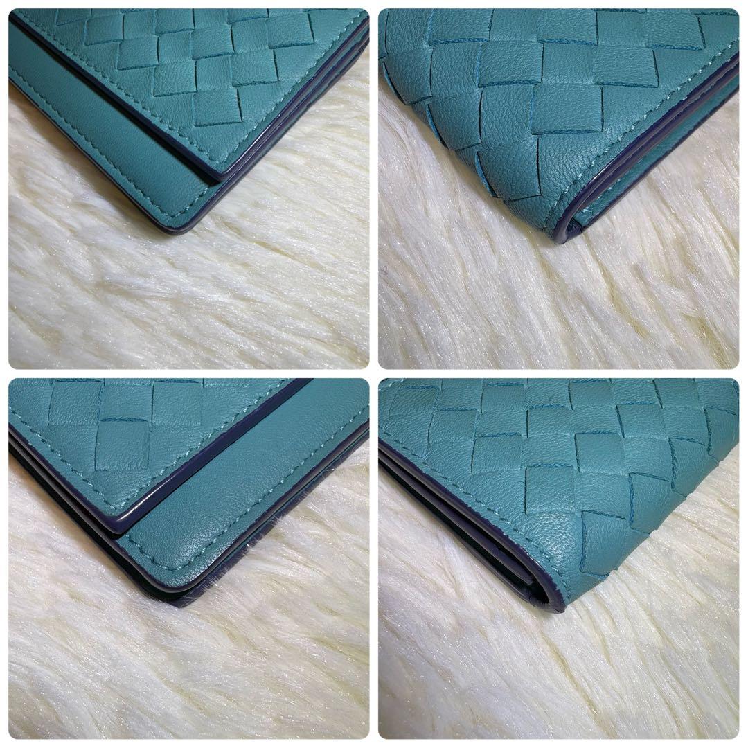 美品 BOTTEGA VENETA イントレチャート 名刺入れ ブルー 系