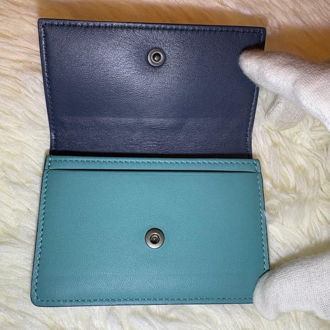 美品 BOTTEGA VENETA イントレチャート 名刺入れ ブルー 系