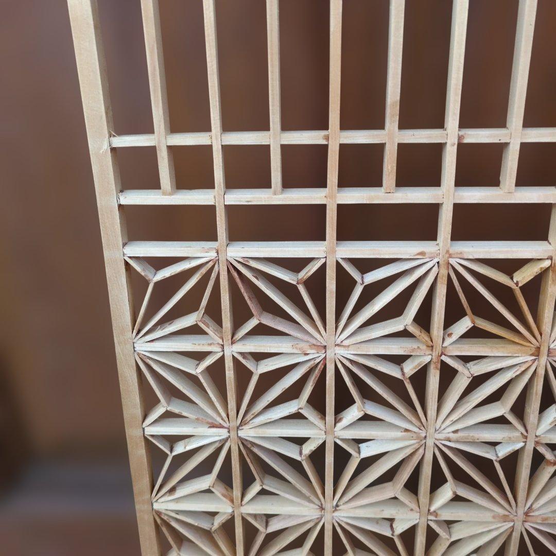 昭和レトロ 組子欄間①+② 2枚 書院障子 建具 衝立 引戸 ガラス戸