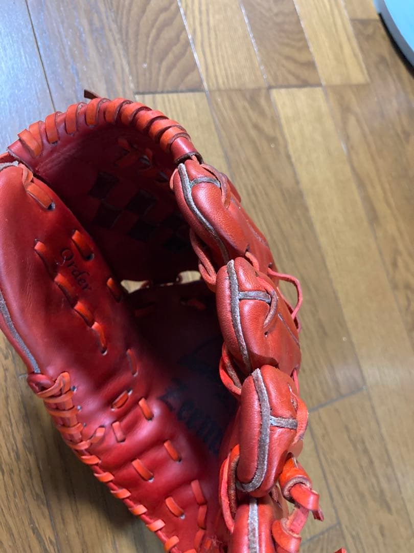 硬式グローブ　投手用　赤　Zeemsジームス　限定オーダー品　三方親シリーズ