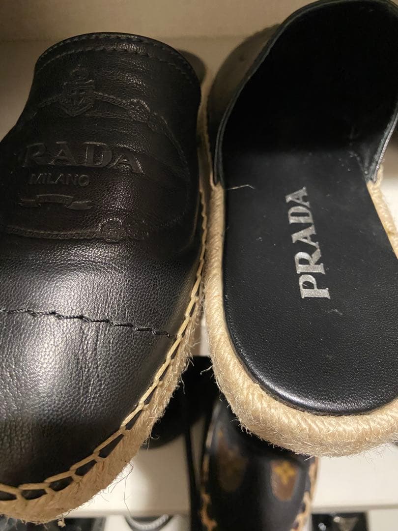 PRADA ブラック エスパドリーユ サンダル