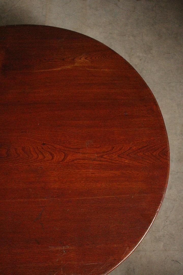 古い木製丸テーブル　ちゃぶ台　天然木