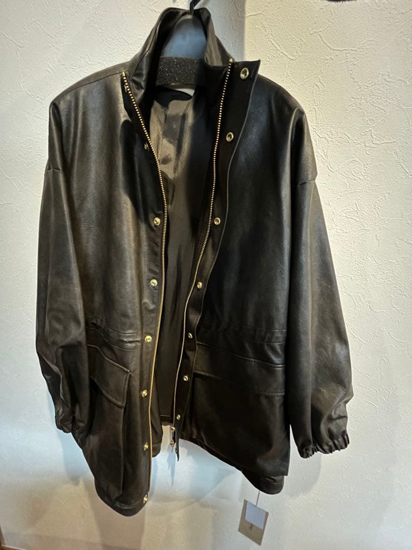 Curensology ヴィンテージフェイクレザーコート　ブラウン