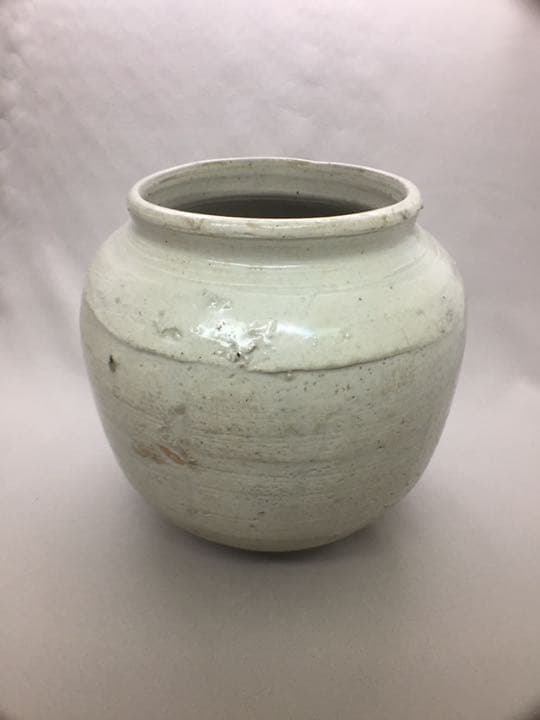 李朝白磁広口壺◆李朝前期◆無キズ◆送料無料◆李朝白磁◆水指◆茶道具◆茶