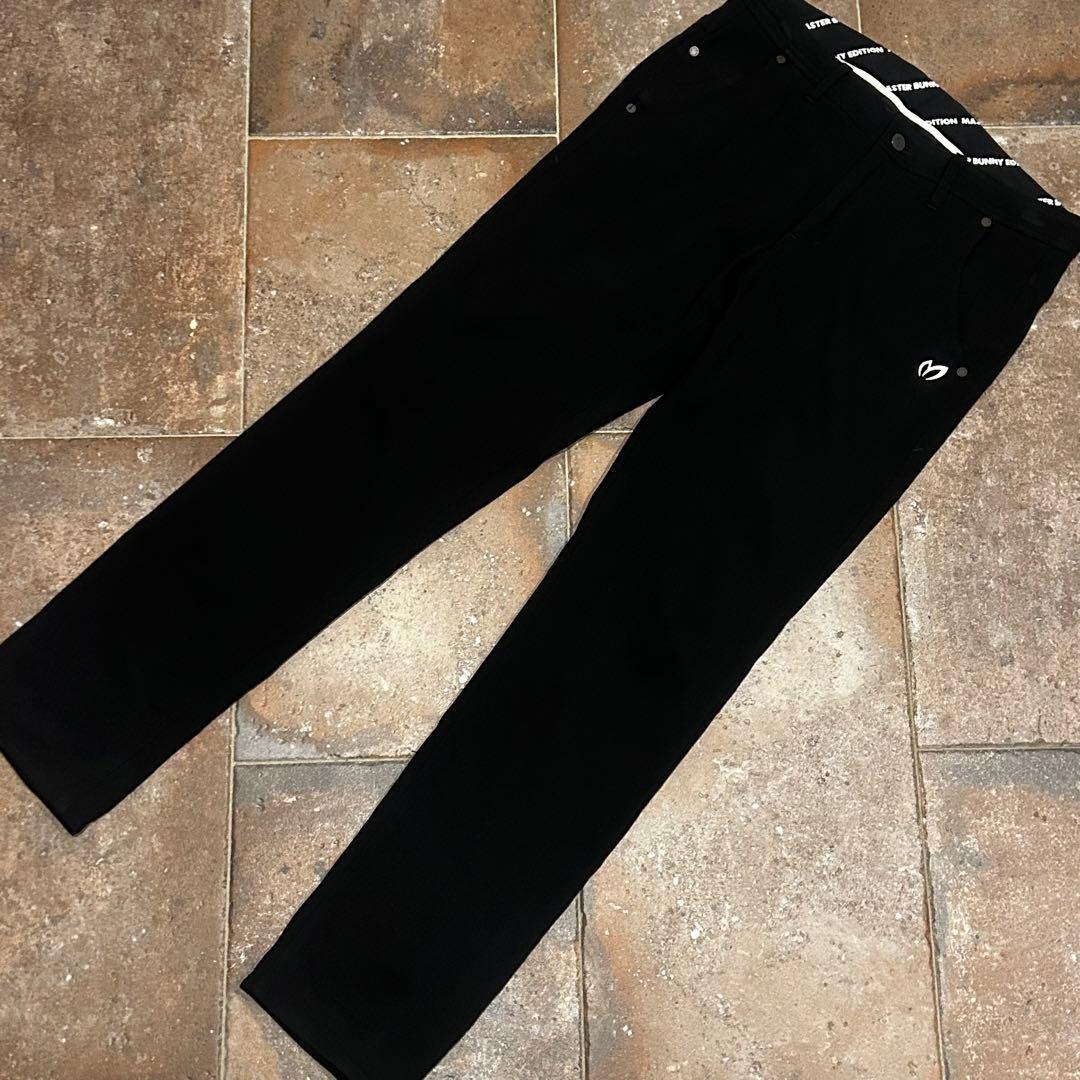 マスターバニーエディション メンズ パンツ ブラック 裏起毛 ストレッチ