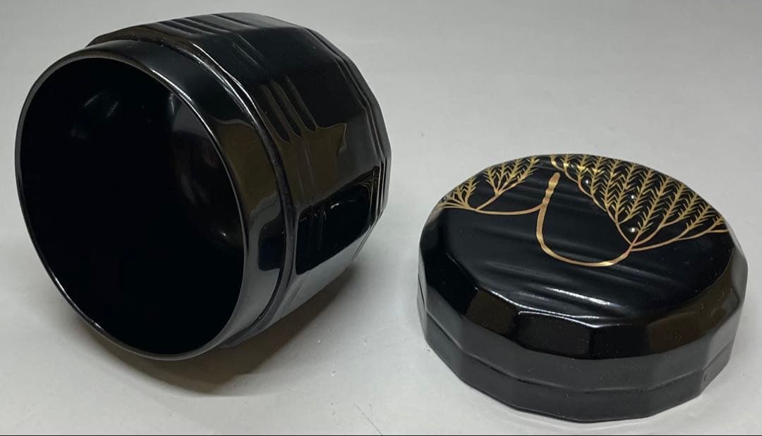 吉田一峰　認得斎好写　折撓柳蒔絵棗　四方桟共箱 　栞　T74