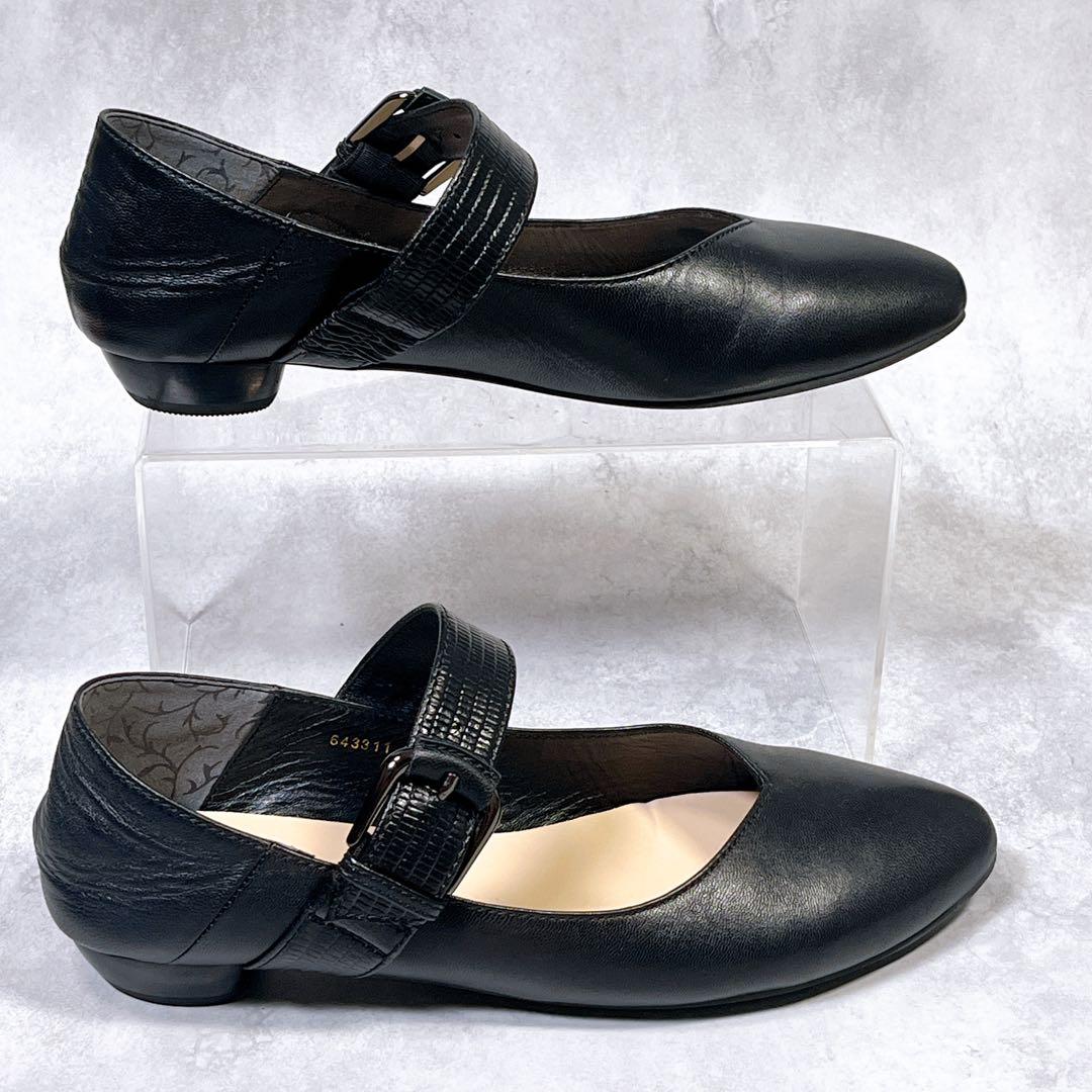 ☆美品☆【ヒミコ】パンプス (24.5) 2WAYベルトデザインバブーシュ　黒