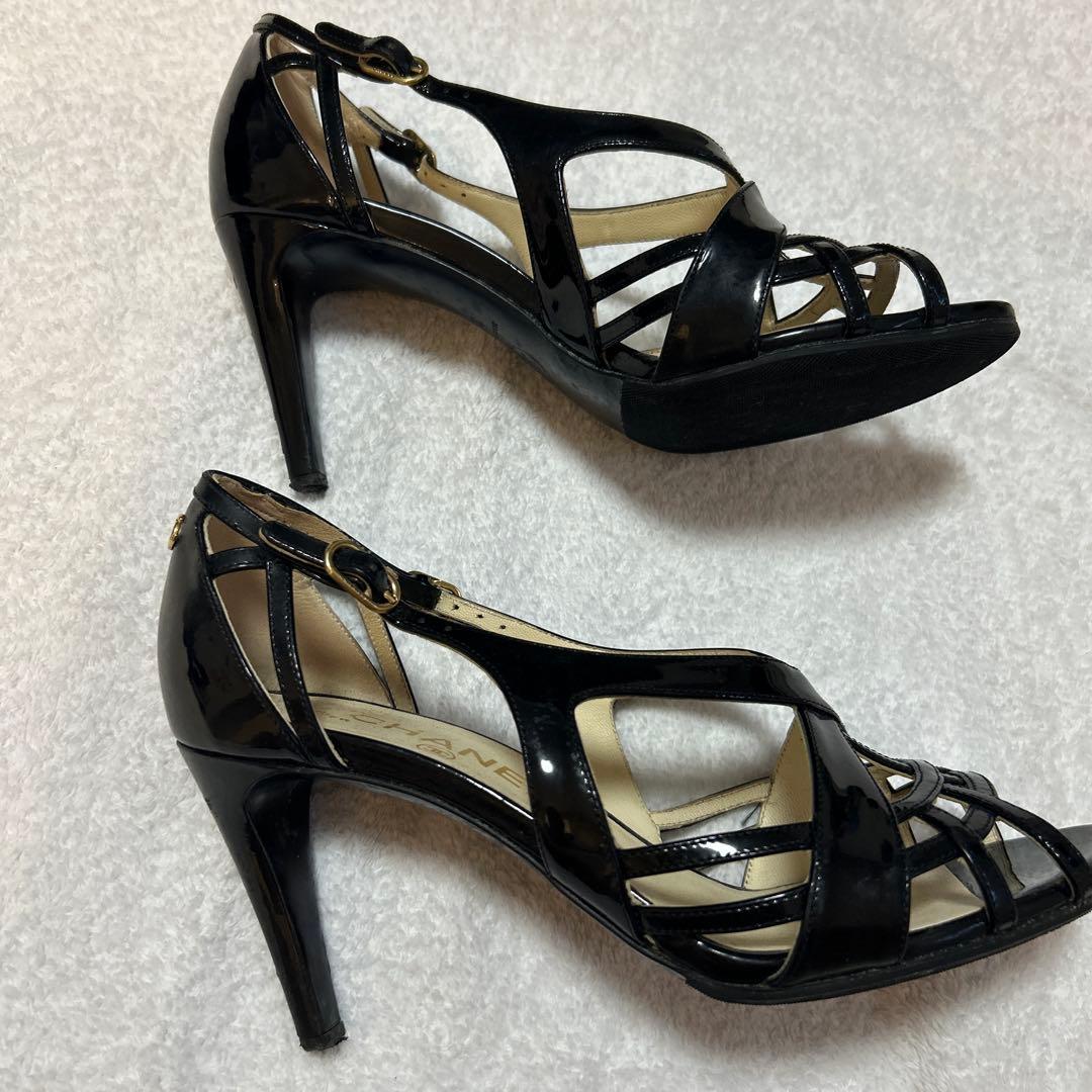 CHANEL シャネル サンダル パンプス ココマーク ブラック 黒 無地