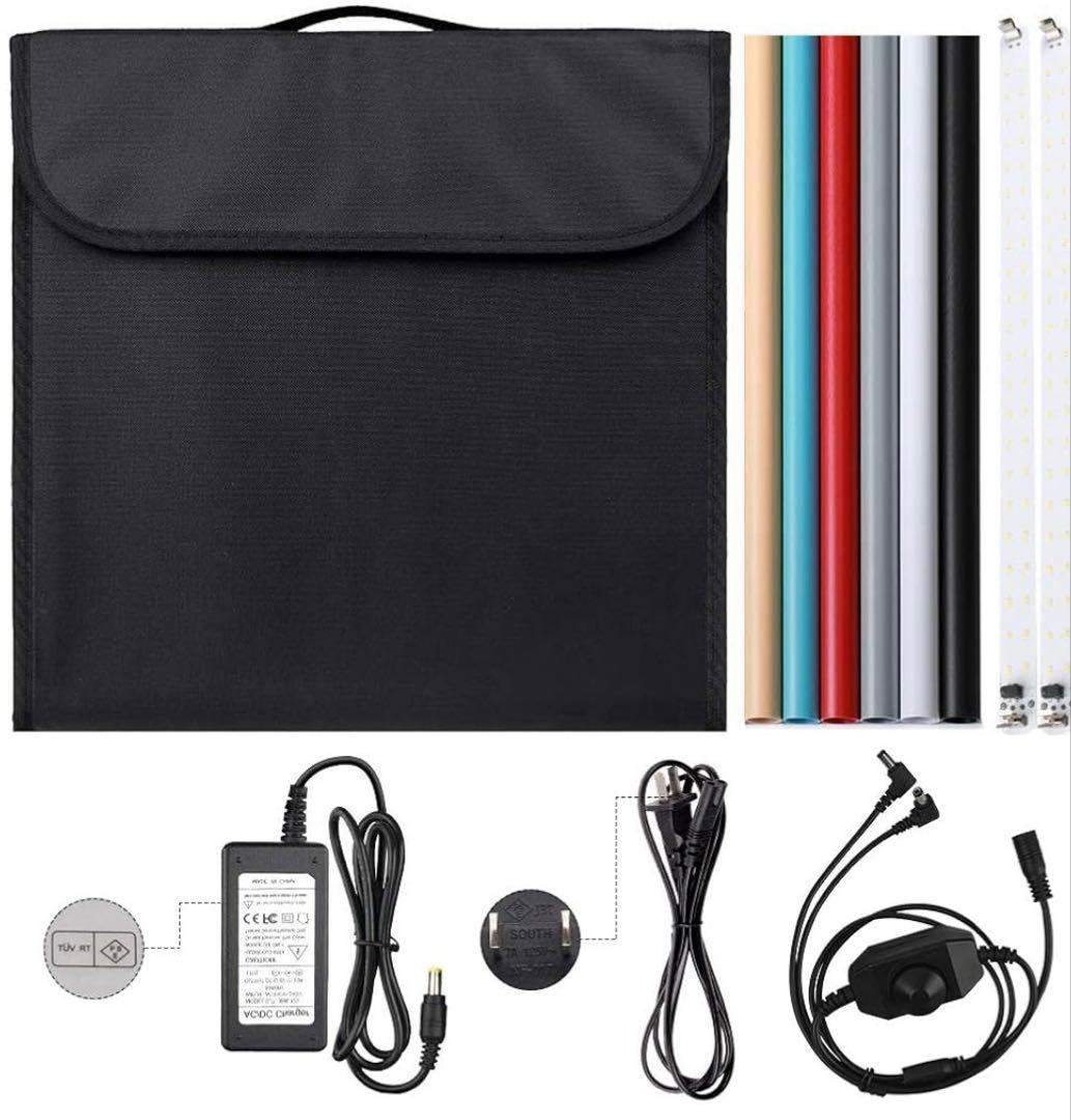 SAMTIAN 撮影ボックス60cm LEDライト折りたたみ撮影ブース撮影キット