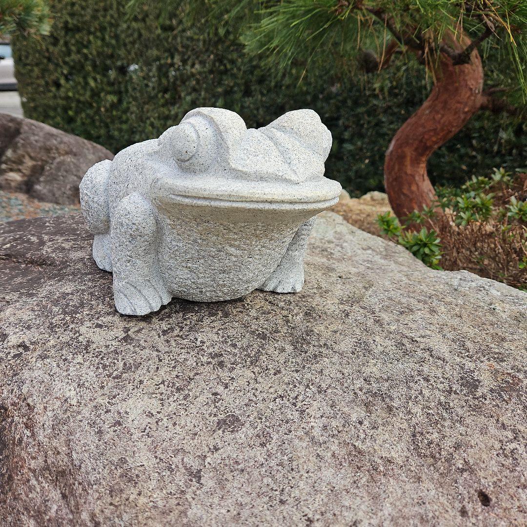 めい 御影石 カエル 約30cm 12Kg