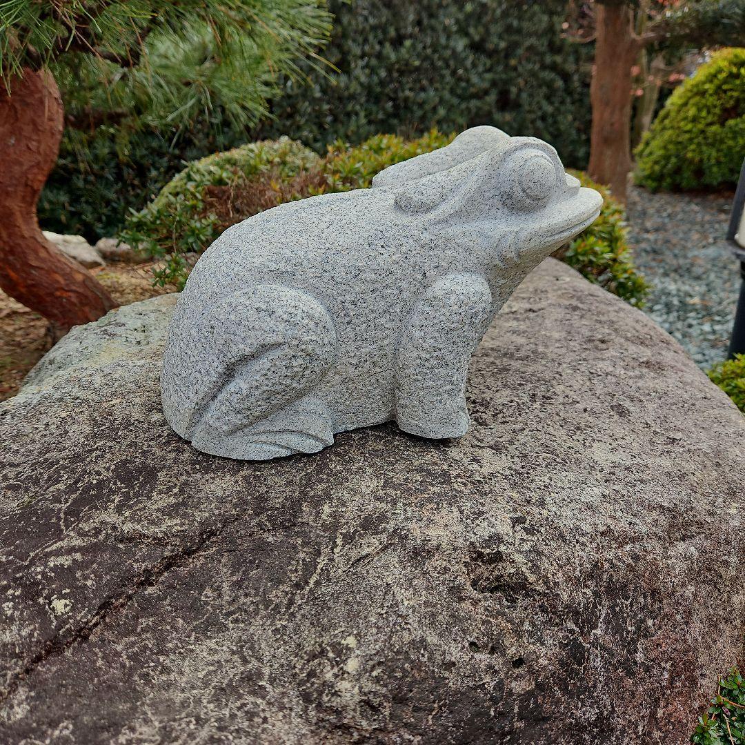 めい 御影石 カエル 約30cm 12Kg