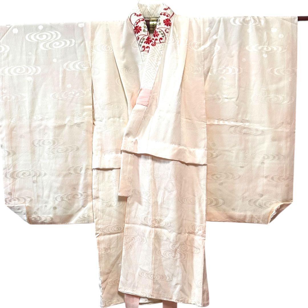 七五三 7歳 正絹 絞りの着物と長襦袢セット 蝶と花柄 超美品