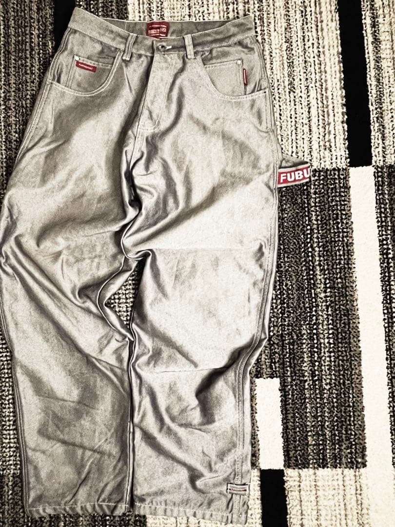 FUBU シルバー　ワイドパンツ