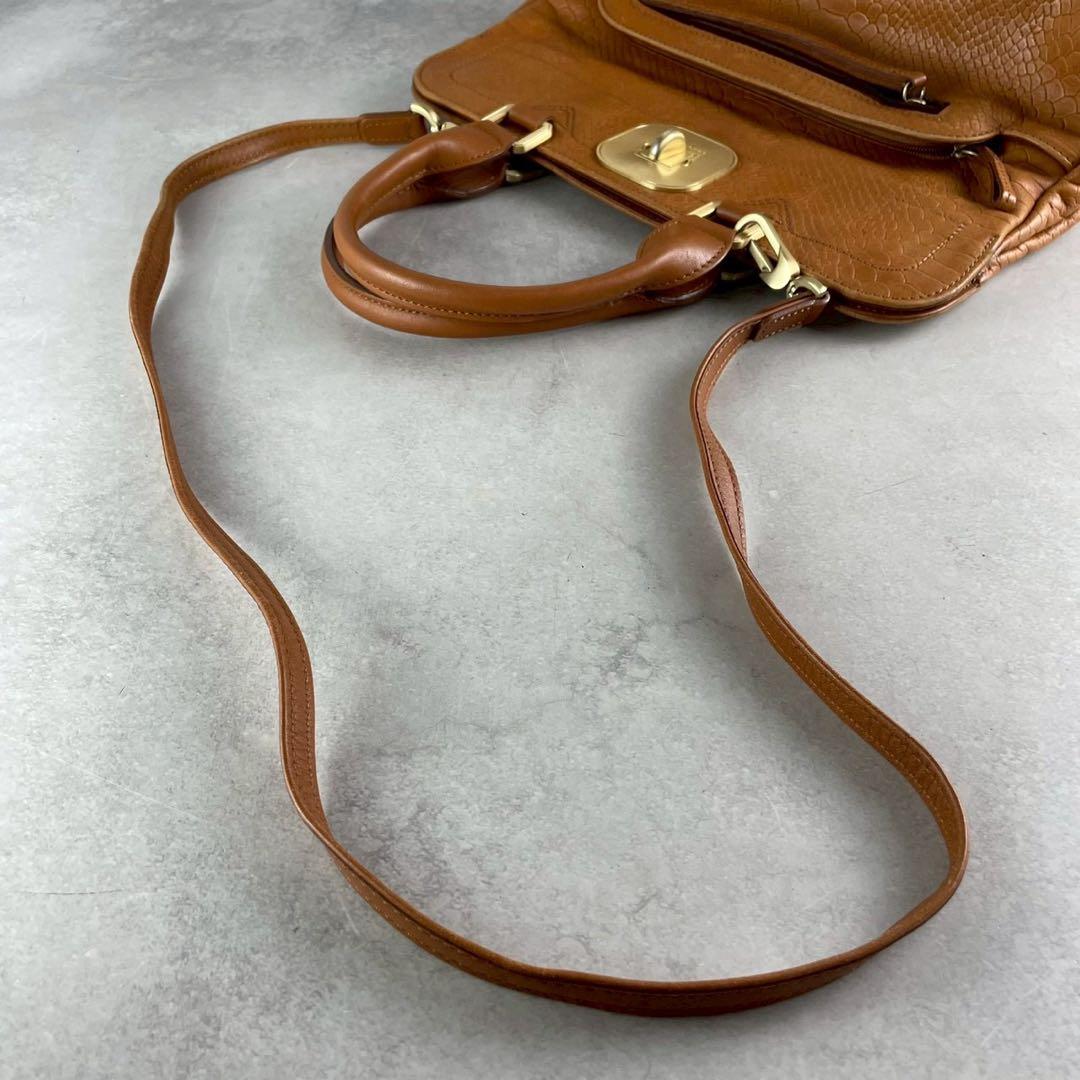 良品✨ロンシャン ギャビー 2way ハンド ショルダーバッグ パイソン型押し