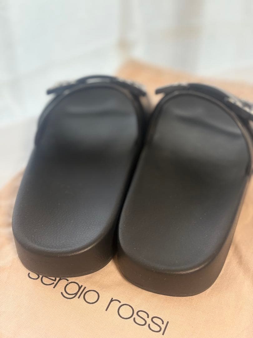 sergio rossi ブラックサンダル 35