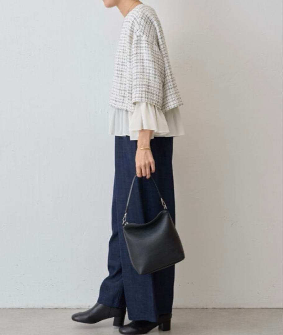 新品未使用✳︎BEARDSLEY✳︎ツイードコンビプルオーバー✳︎レイヤード風