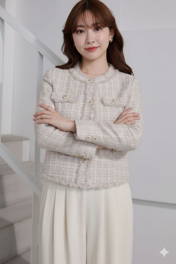 美品 Her lip to Grace Tweed Jacket ピンクM