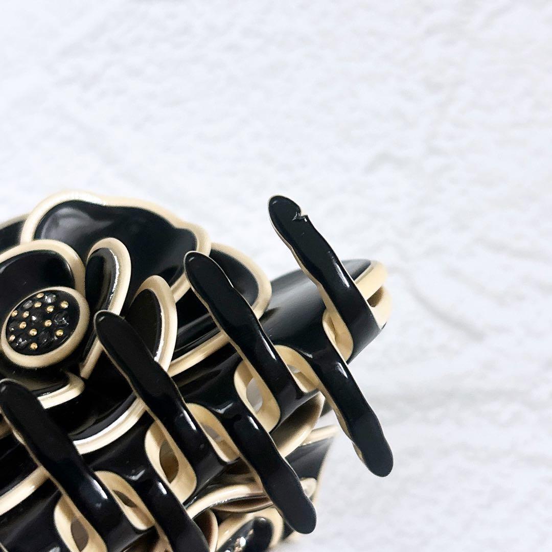 希少 Alexandre De Paris カメリア ヘアクリップ 黒 ベージュ