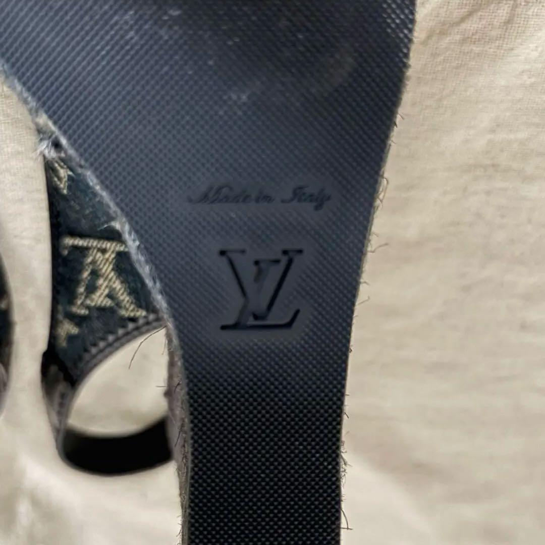 ルイヴィトン モノグラム デニム オープントゥ ウェッジソール サンダル38