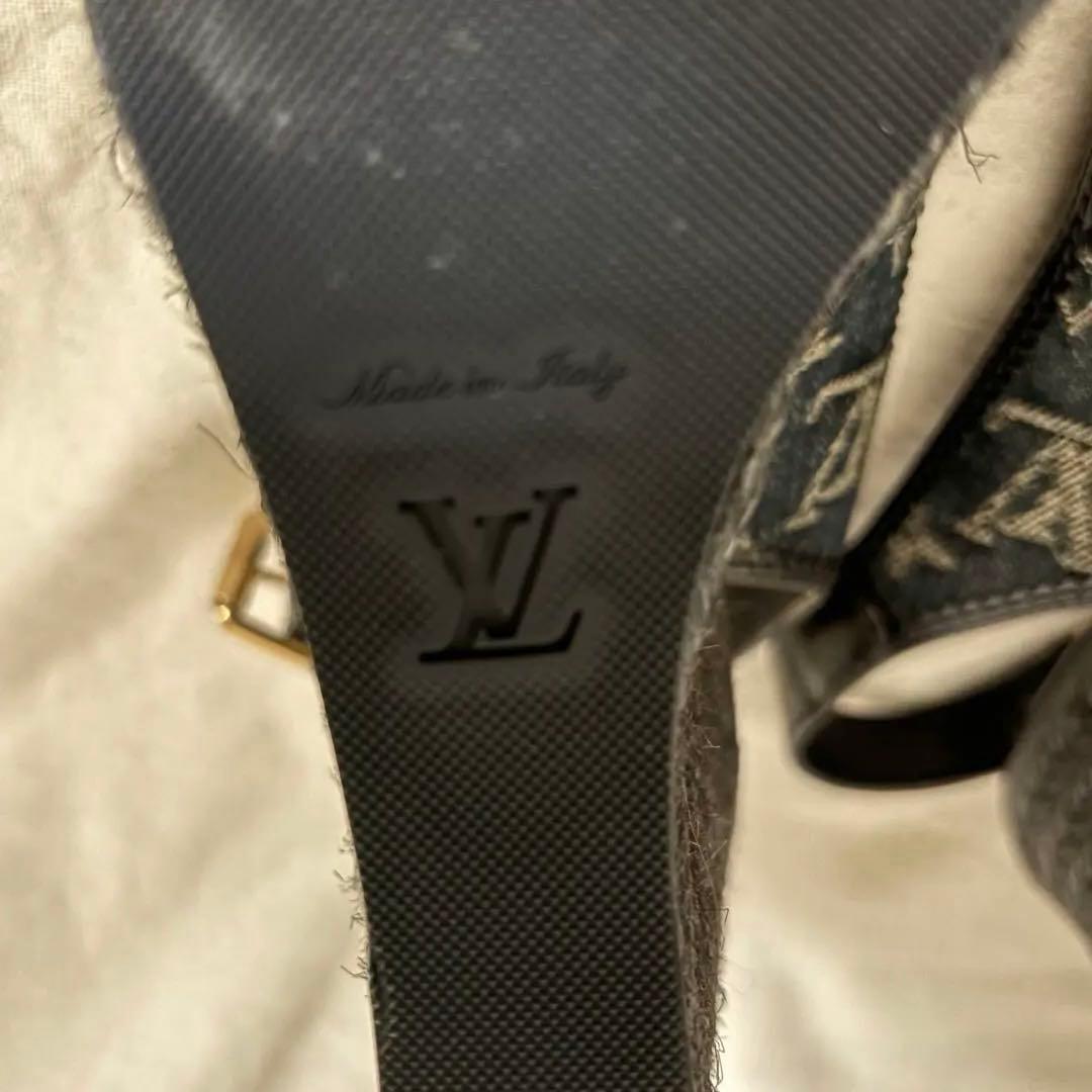 ルイヴィトン モノグラム デニム オープントゥ ウェッジソール サンダル38