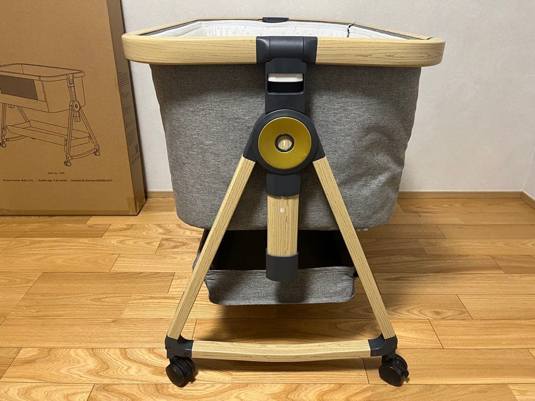 ベビーベッド 星柄 グレー/ホワイト