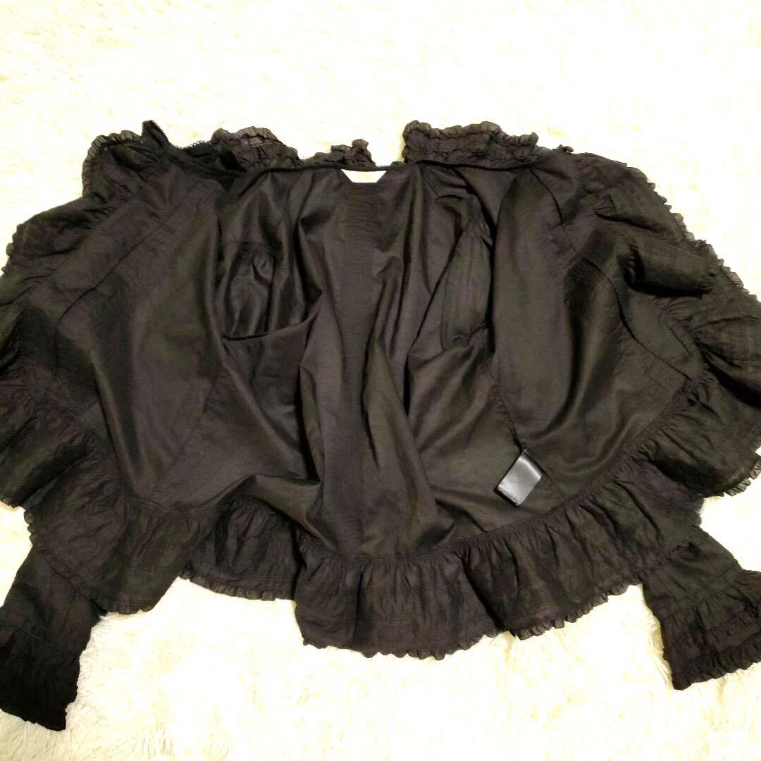 【24年】美品 PINK HOUSE リボンモチーフ使いフリルオーバーブラウス