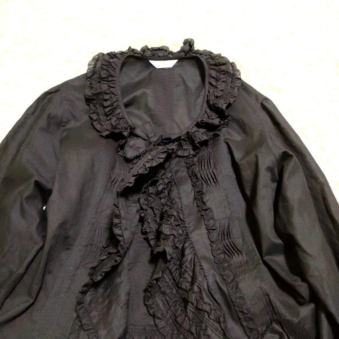 【24年】美品 PINK HOUSE リボンモチーフ使いフリルオーバーブラウス