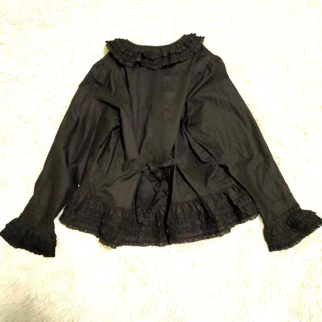 【24年】美品 PINK HOUSE リボンモチーフ使いフリルオーバーブラウス