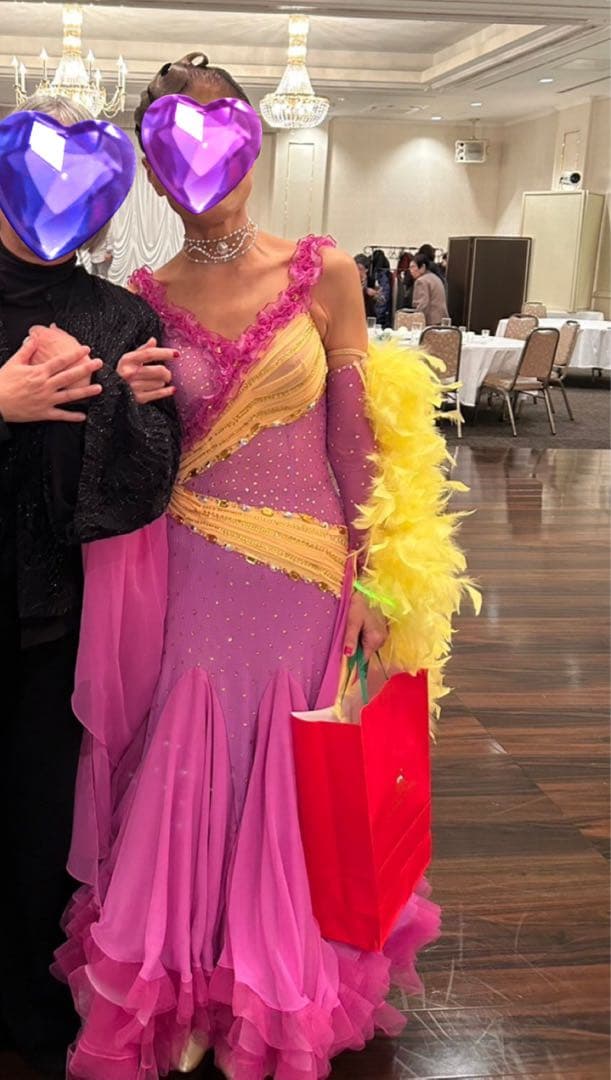 社交ダンスドレス 黄色と可愛いピンク