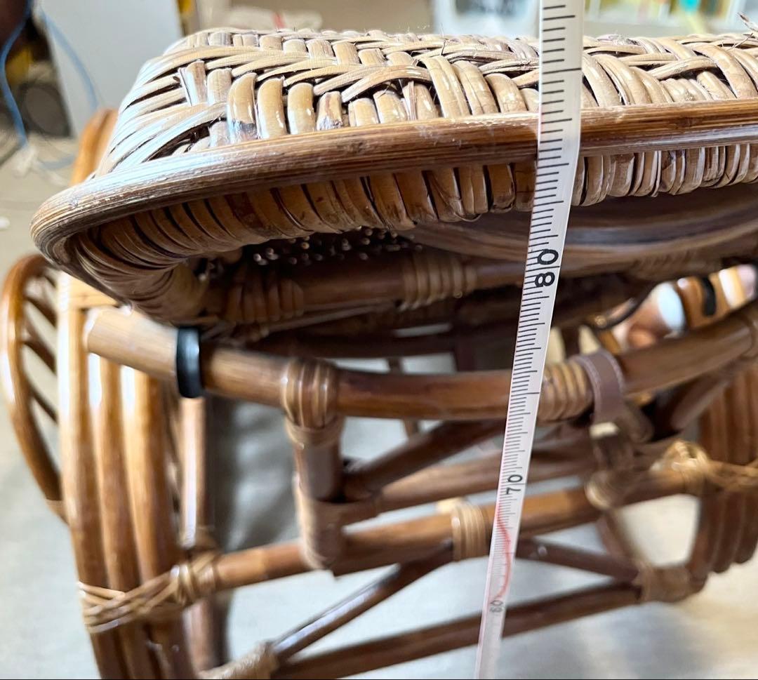 ラタン リクライニングチェア 足置き付き