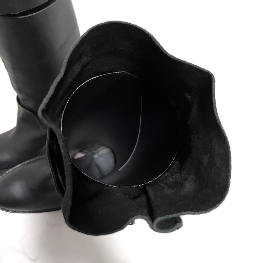 ZUCCA ロングブーツ エンジニア ベルト 黒 ブラック 本革 レザー Y2K