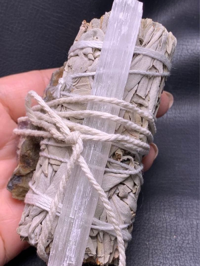 071111 ホワイトセージ＋アメジスト原石＋セレナイト原石