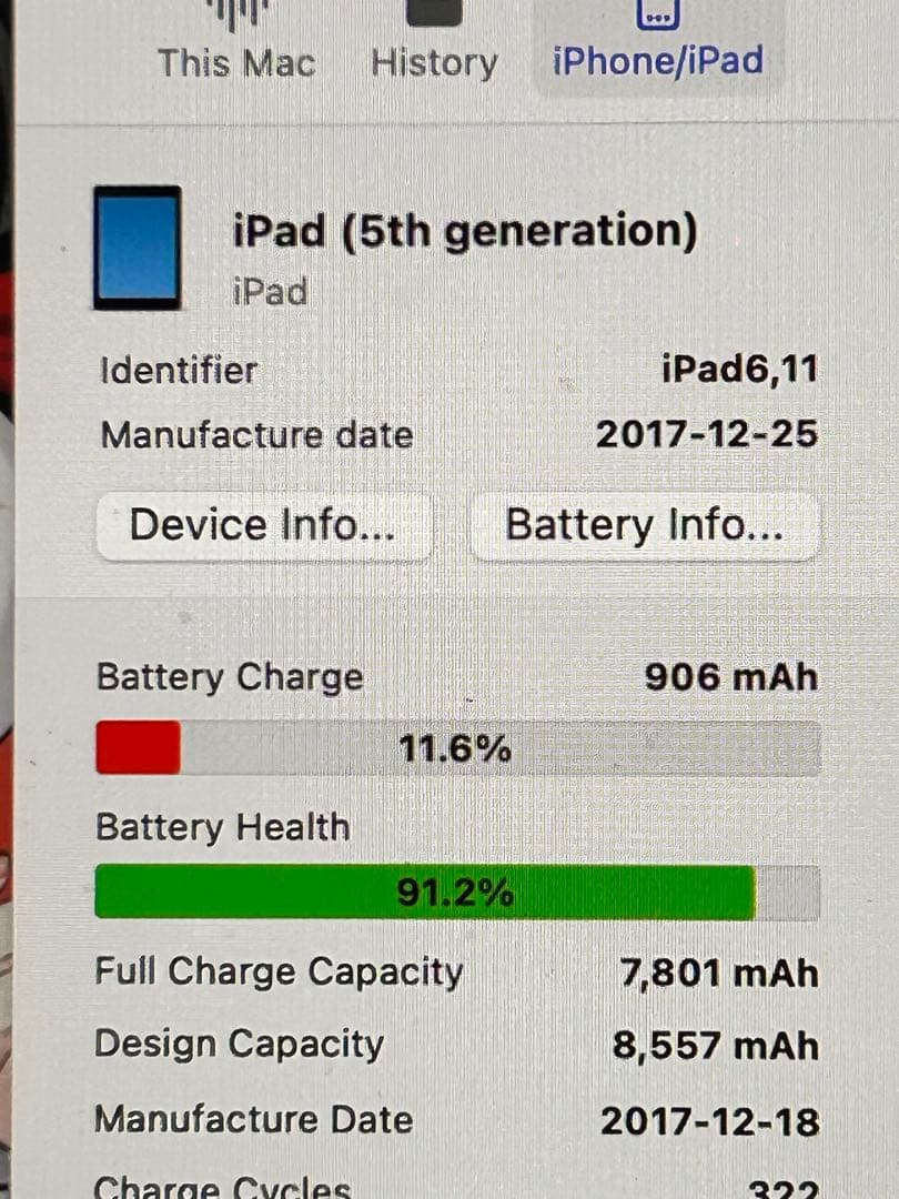 iPad 第5世代 バッテリー91%