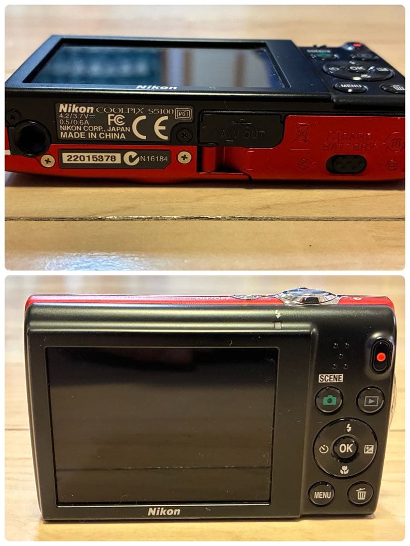 【美品】【動作品】Nikon COOLPIX S5100 クリアレッド デジカメ