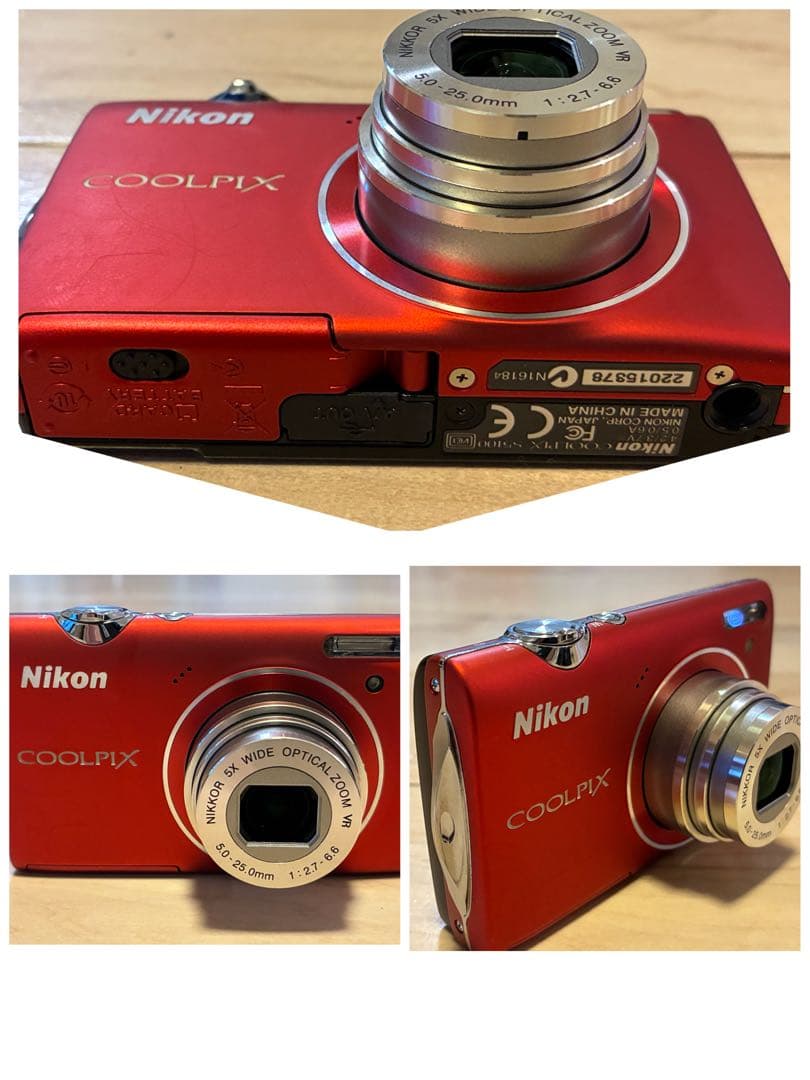 【美品】【動作品】Nikon COOLPIX S5100 クリアレッド デジカメ