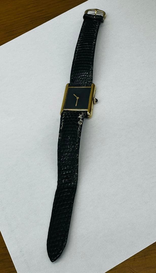 Cartier カルティエ アナログ時計 黒レザー SV925