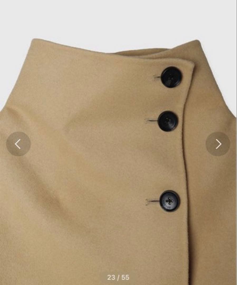 anuansスタンドネックリバーショートコート ベージュ